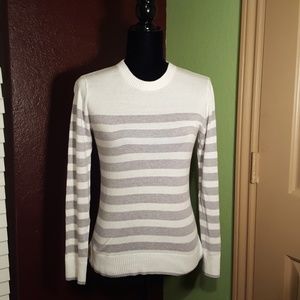 White and Gray Striped Sweater